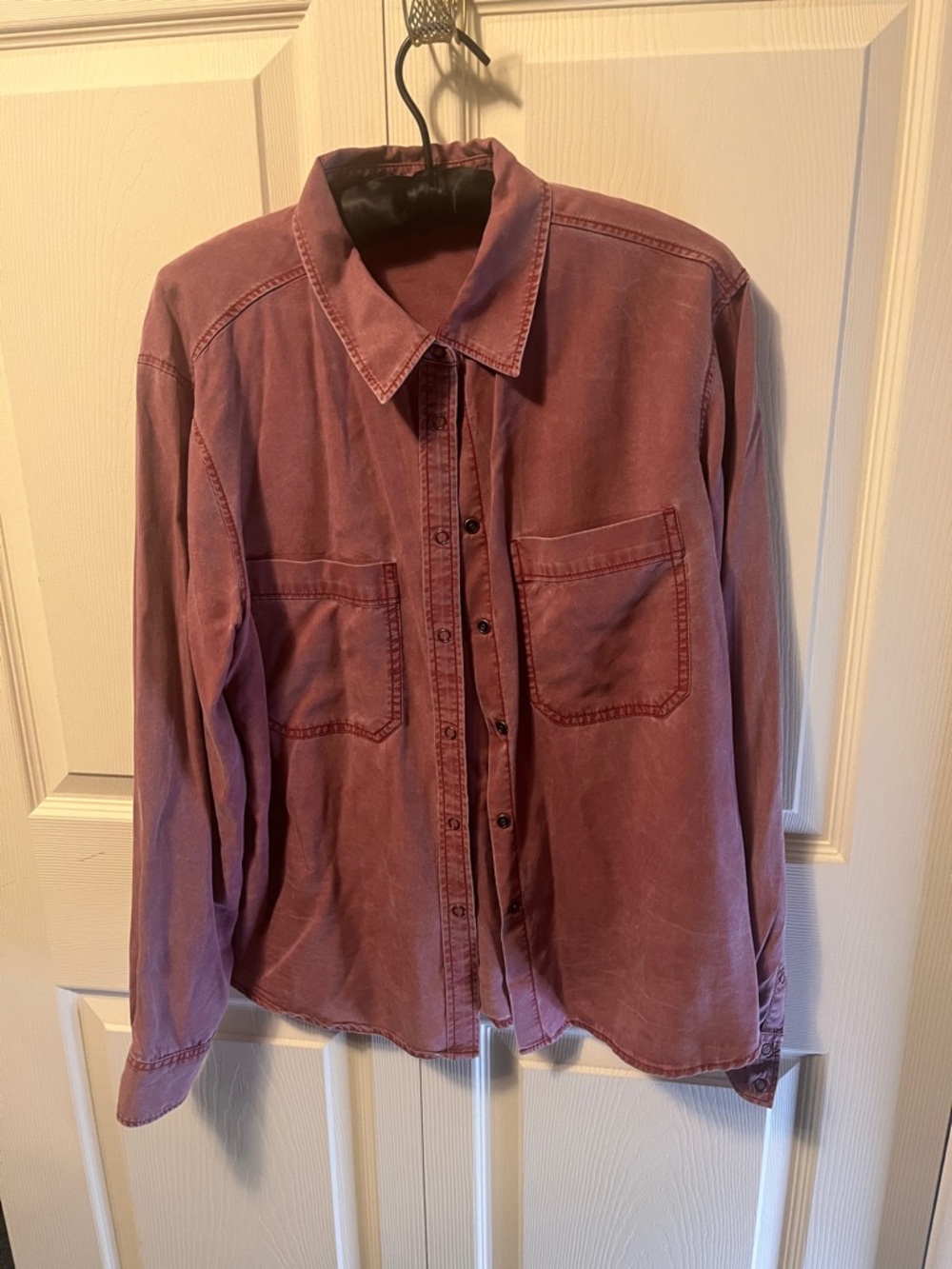Express Women's Washed Button-Front Shirt in Mauve